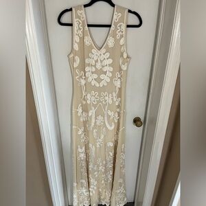 Sundance Cream Floral Maxi Dress large wedding excellent condition